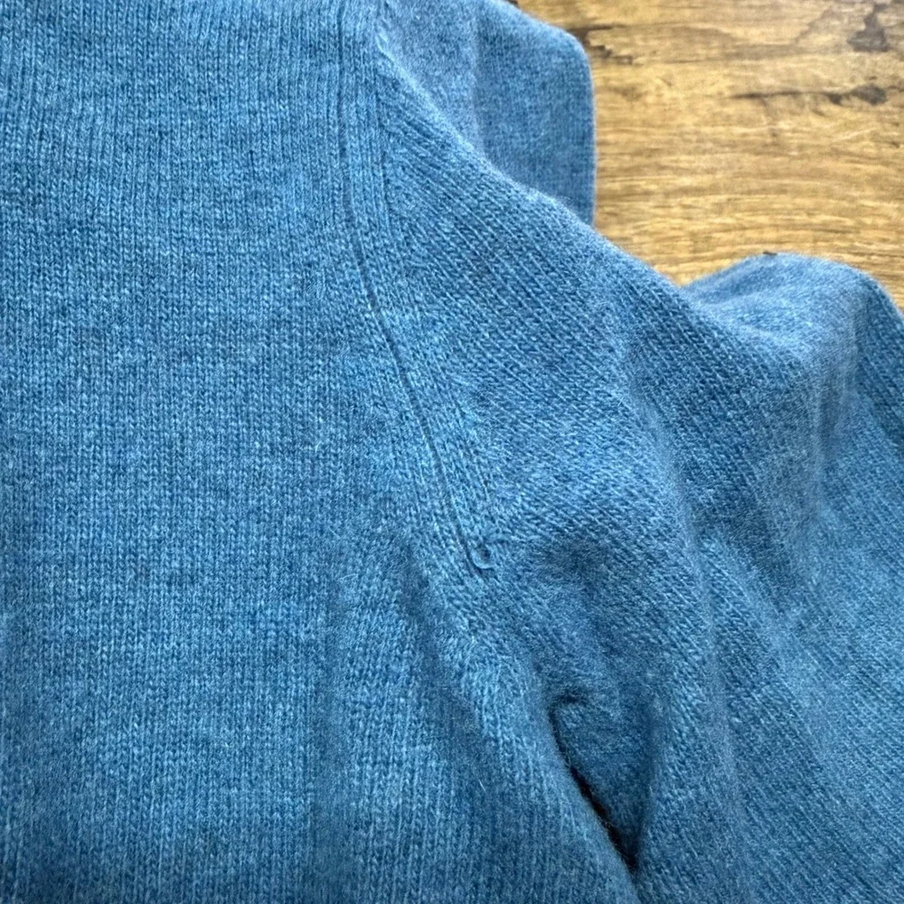 Banana Republic Mens L Blue Italian Yarn Button‎ 1/4 Zip Mock Neck Sweater READ